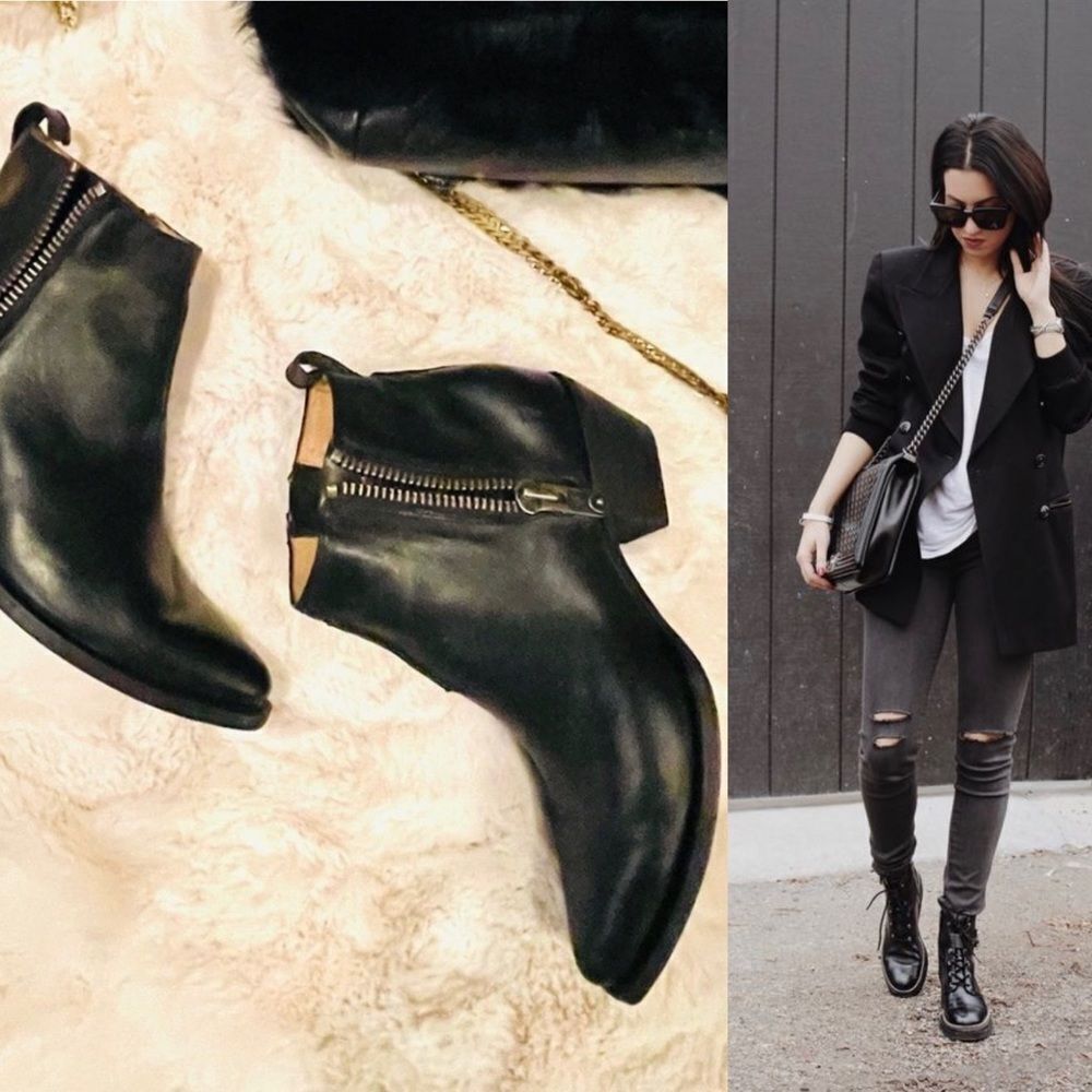 ♥️ Frye Leather Boots Sacha Moto Shortie. 9.5